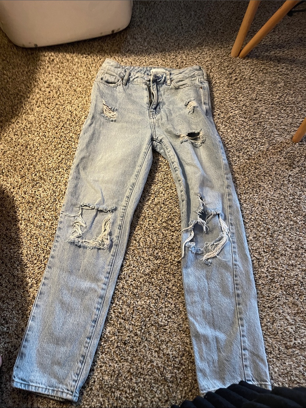 PacSun Women's Light Blue Ripped Skinny Jeans
